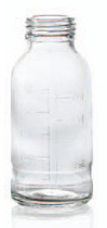 125 ml plasmafles, helder, type 1 geblazen glas